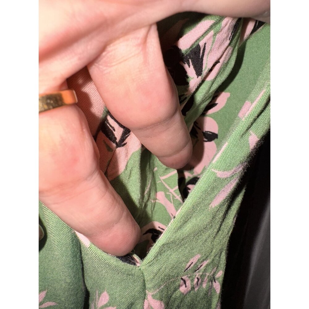 Torrid 3 Green Pink Floral Print Sleeveless Maxi Dress Shirred Bodice Adjustable - Picture 9 of 11